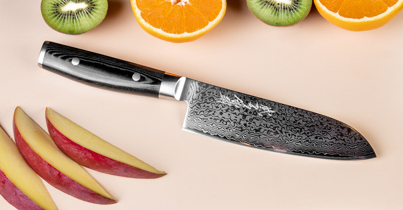 Damaškový vzor na noži Ran Plus Santoku