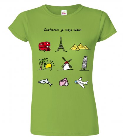 Tričko pro cestovatele  - Cestovatelské symboly (barevný potisk)