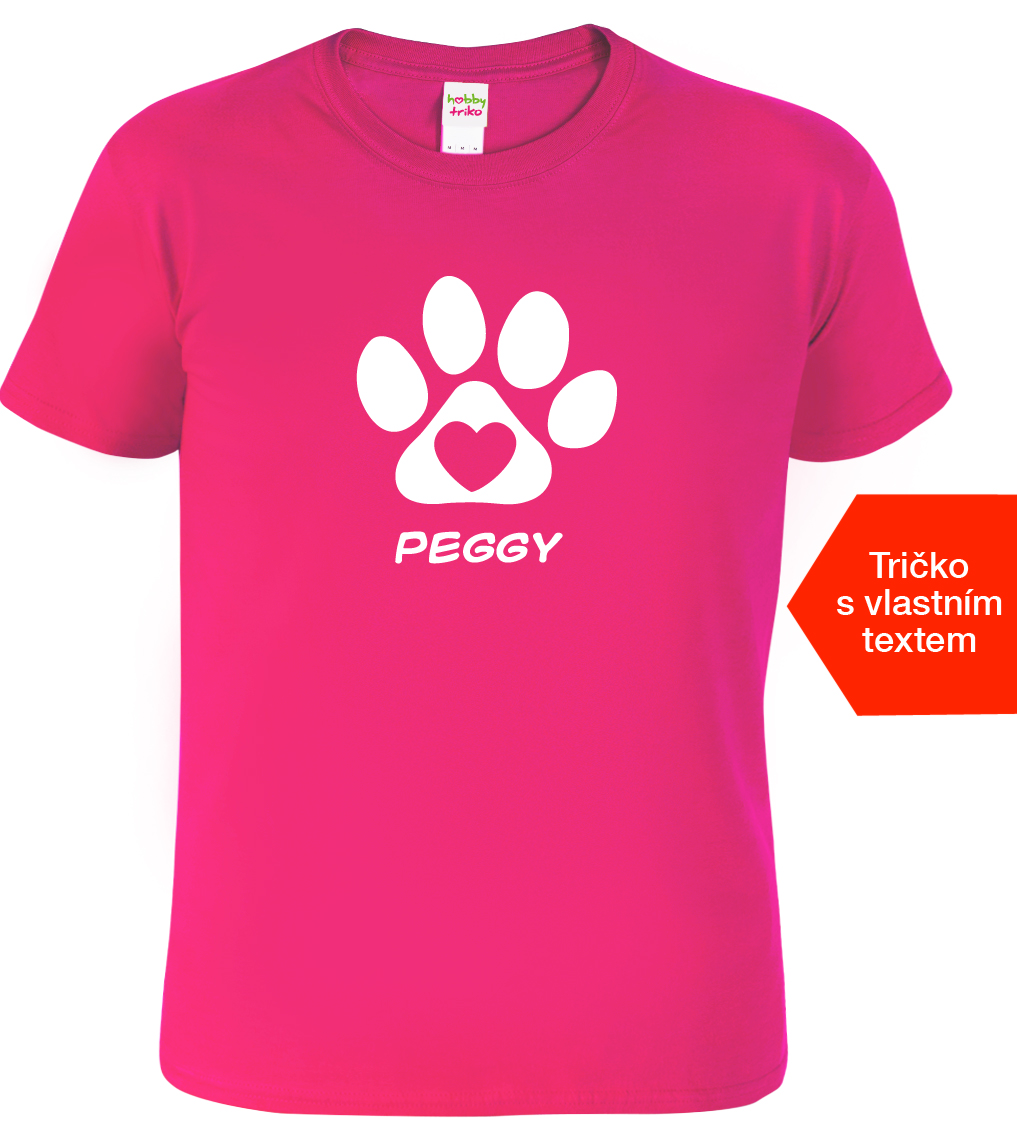 Dětské tričko pro pejskaře - Jméno psa Barva: Růžová (Fuchsia), Velikost: 10 let / 146 cm