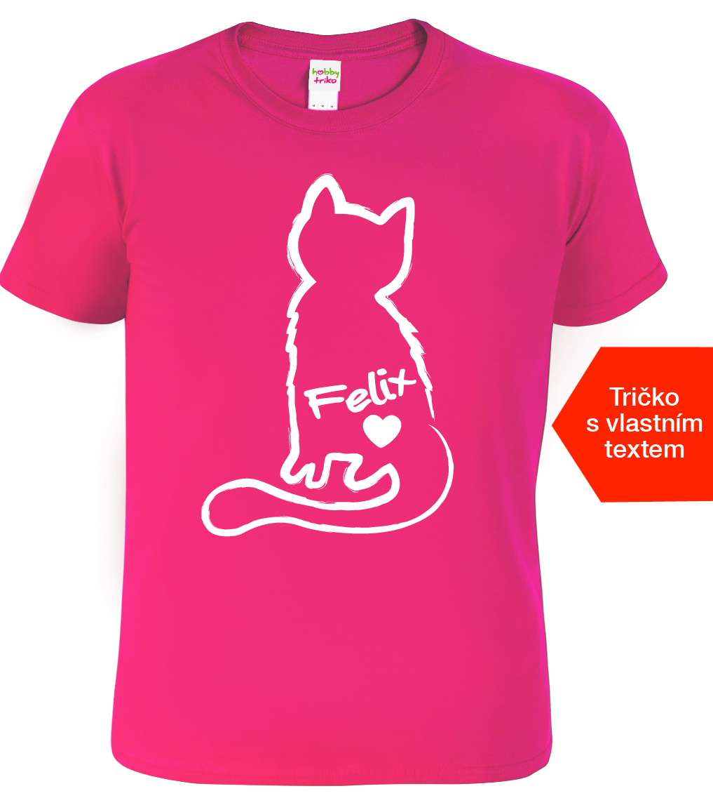 Dětské tričko s kočkou a jménem Barva: Růžová, Velikost: 10 let / 146 cm