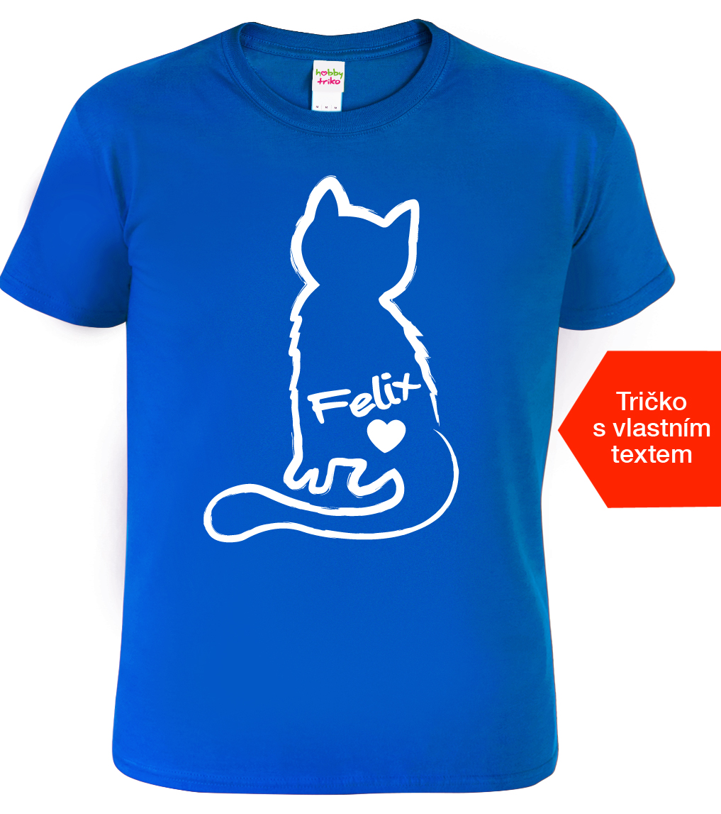 Dětské tričko s kočkou a jménem Barva: Královská modrá (05), Velikost: 6 let / 122 cm