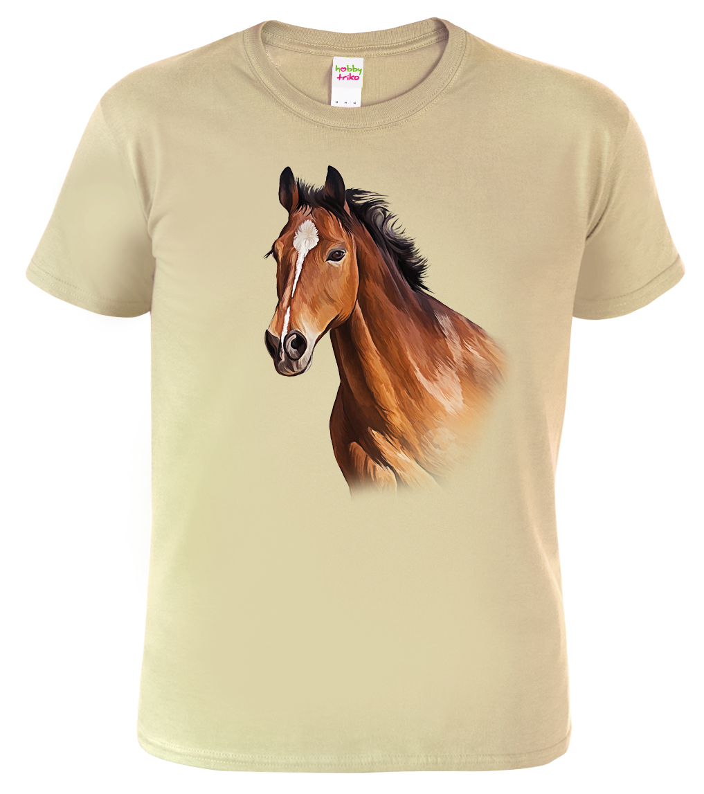 Pánské tričko s koněm - Hnědák Barva: Béžová (51), Velikost: L
