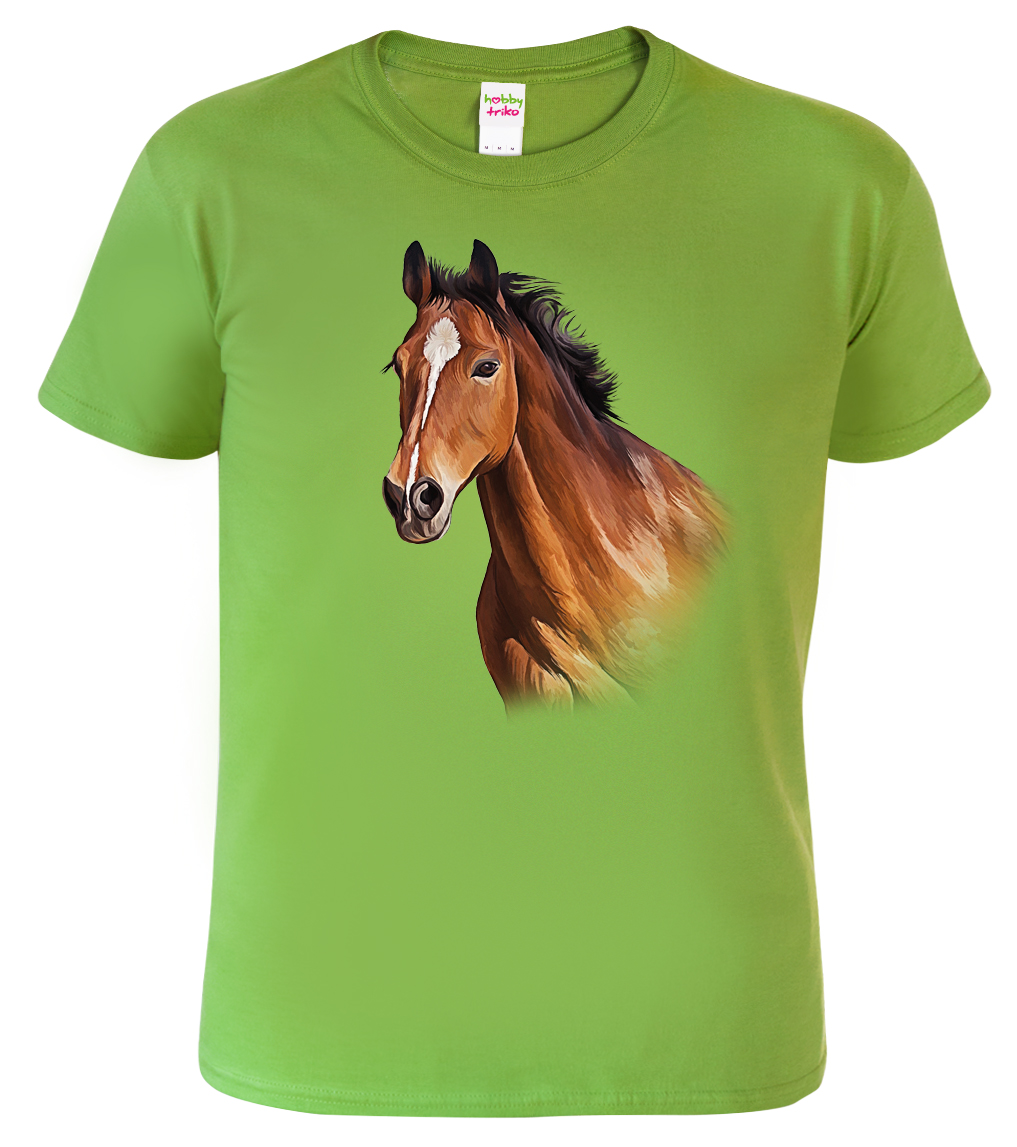 Pánské tričko s koněm - Hnědák Barva: Apple Green (92), Velikost: XL