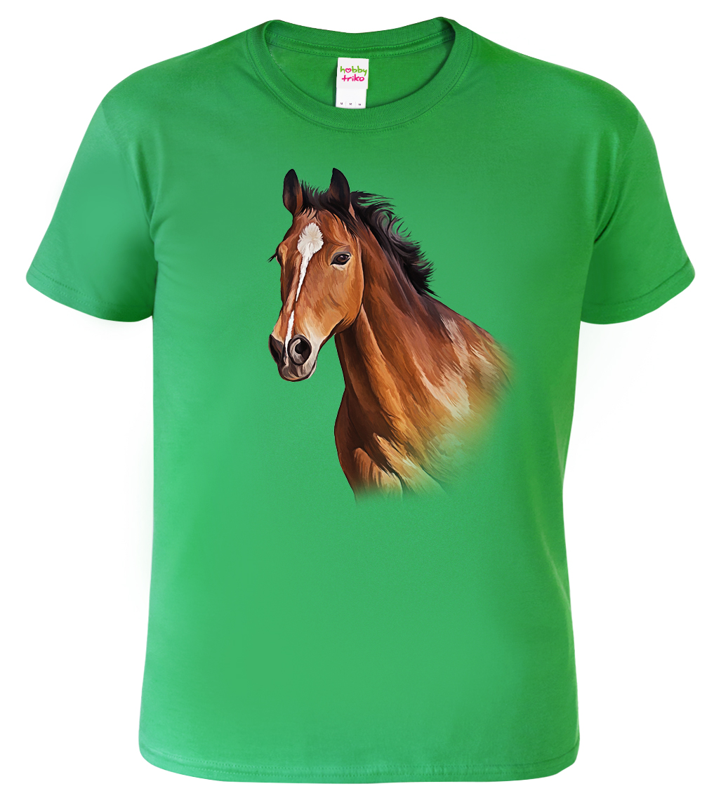 Pánské tričko s koněm - Hnědák Barva: Středně zelená (16), Velikost: XL