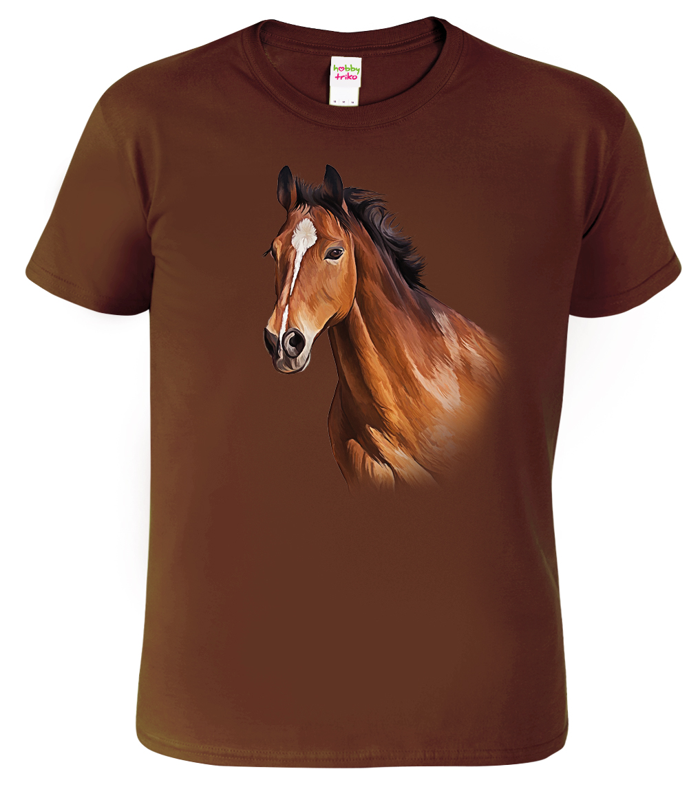Pánské tričko s koněm - Hnědák Barva: Čokoládová (38), Velikost: XL