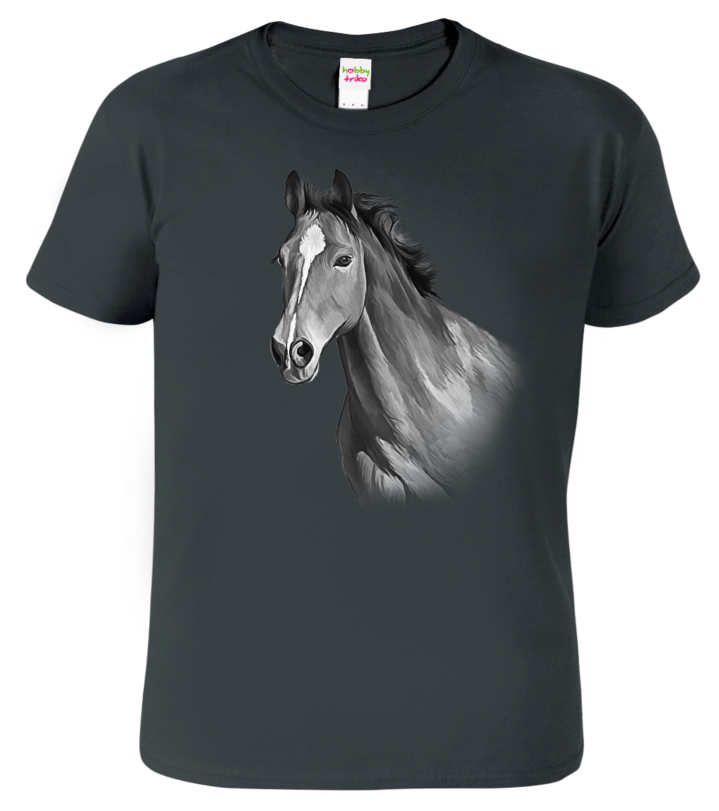Pánské tričko s koněm - Kůň v černobílé Barva: Tmavá břidlice (67), Velikost: S
