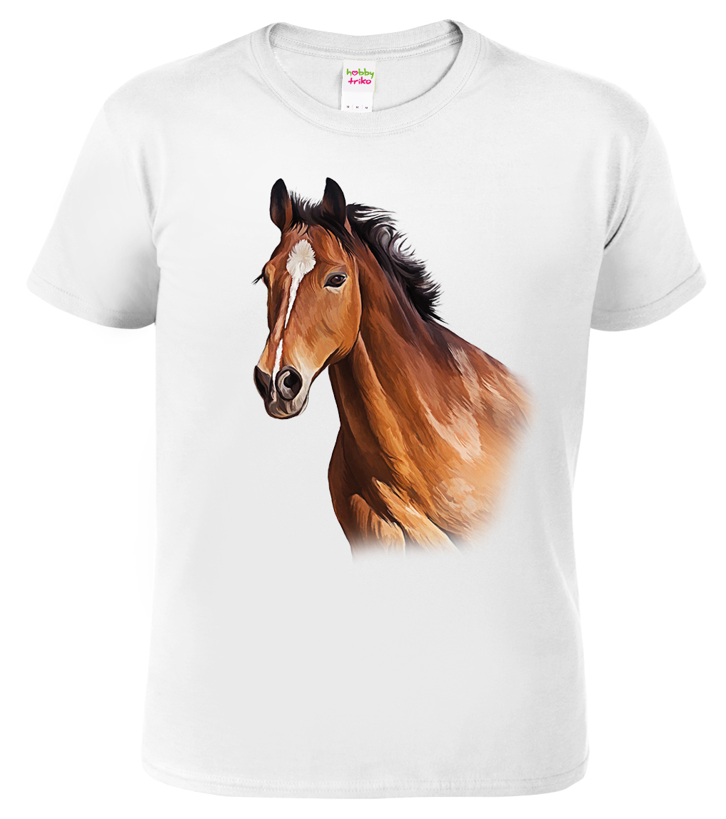 Dětské tričko s koněm - Hnědák Barva: Bílá (00), Velikost: 6 let / 122 cm