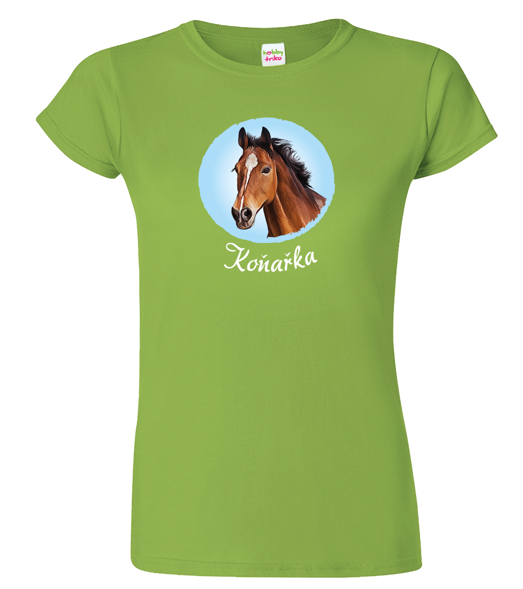 Dámské tričko s koněm - Koňařka Barva: Apple Green (92), Velikost: XL