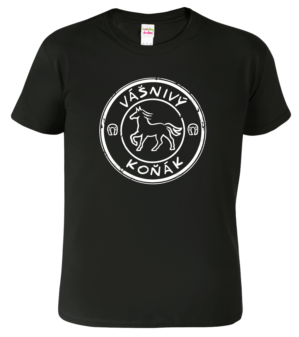 Dětské chlapecké tričko s koněm - Vášnivý koňák Barva: Černá (01), Velikost: 8 let / 134 cm