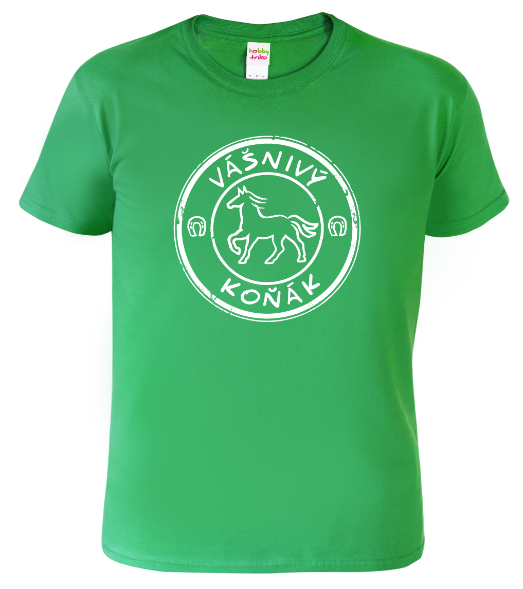 Dětské chlapecké tričko s koněm - Vášnivý koňák Barva: Středně zelená (16), Velikost: 10 let / 146 cm