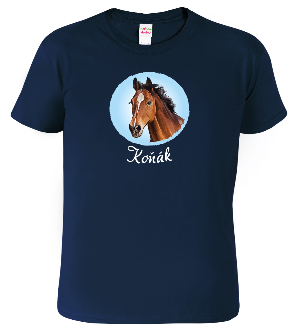 Pánské tričko s koněm - Koňák Barva: Námořní modrá (02), Velikost: M