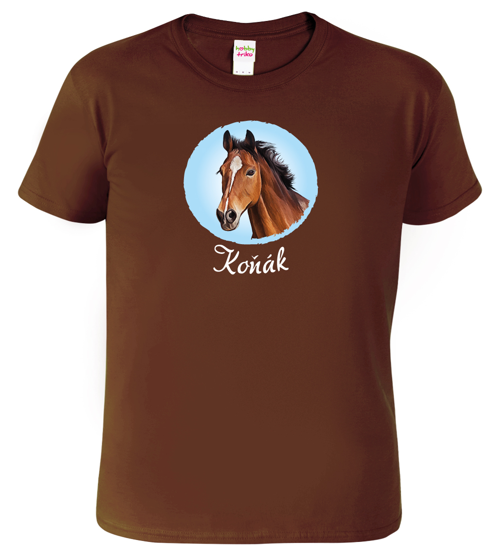 Pánské tričko s koněm - Koňák Barva: Čokoládová (38), Velikost: M