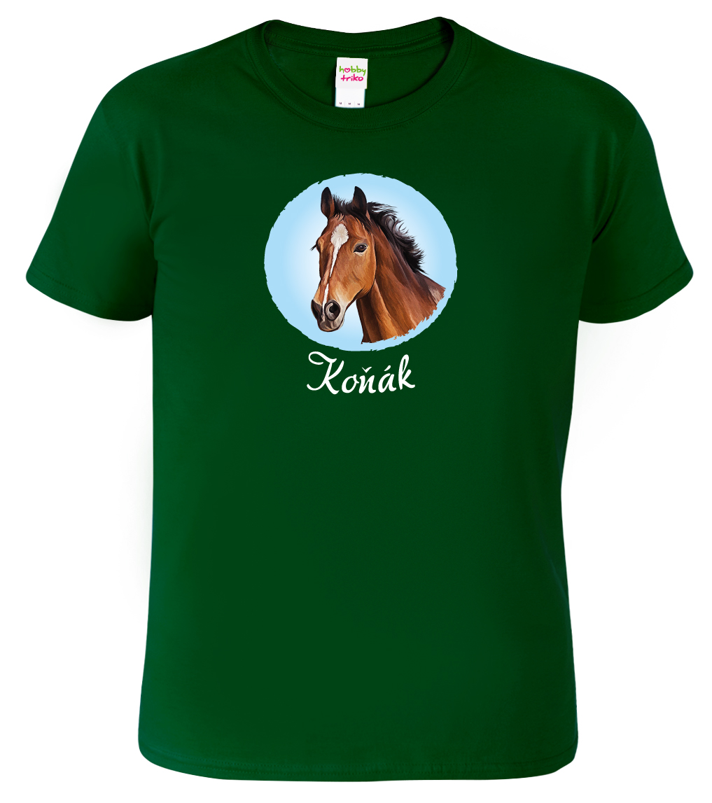 Pánské tričko s koněm - Koňák Barva: Lahvově zelená (06), Velikost: S