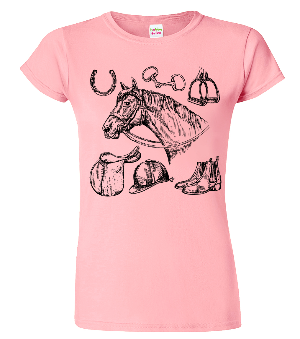 Dámské tričko s koněm - Koňské symboly Barva: Růžová (30), Velikost: L