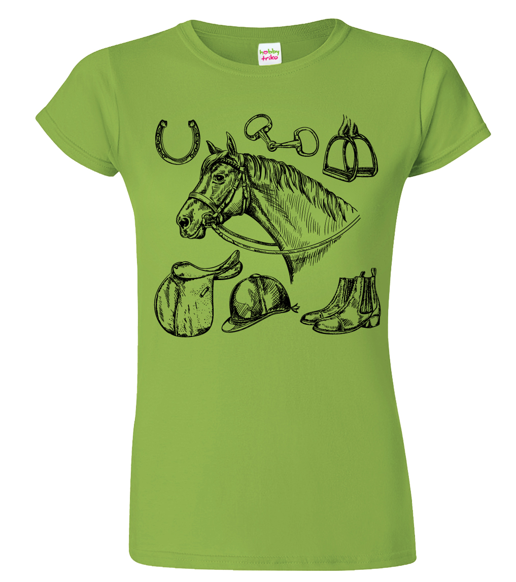 Dámské tričko s koněm - Koňské symboly Barva: Apple Green (92), Velikost: XL
