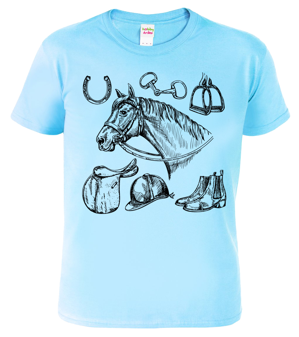 Pánské tričko s koněm - Koňské symboly Barva: Nebesky modrá (15), Velikost: M