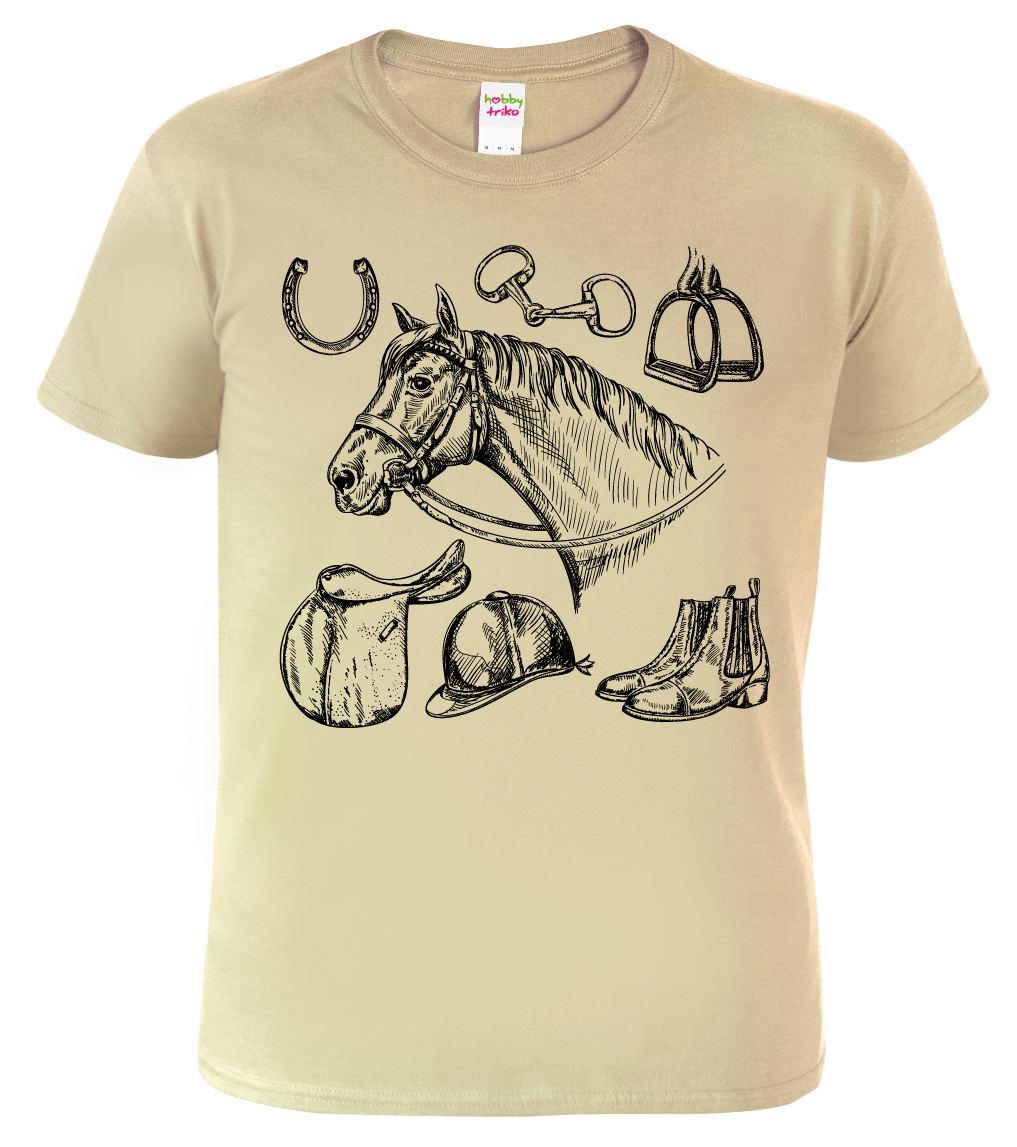 Pánské tričko s koněm - Koňské symboly Barva: Béžová (51), Velikost: XL