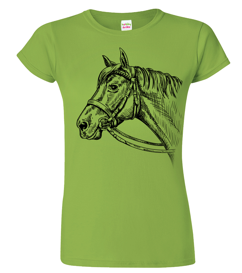 Dámské tričko s koněm - Hlava koně Barva: Apple Green (92), Velikost: S