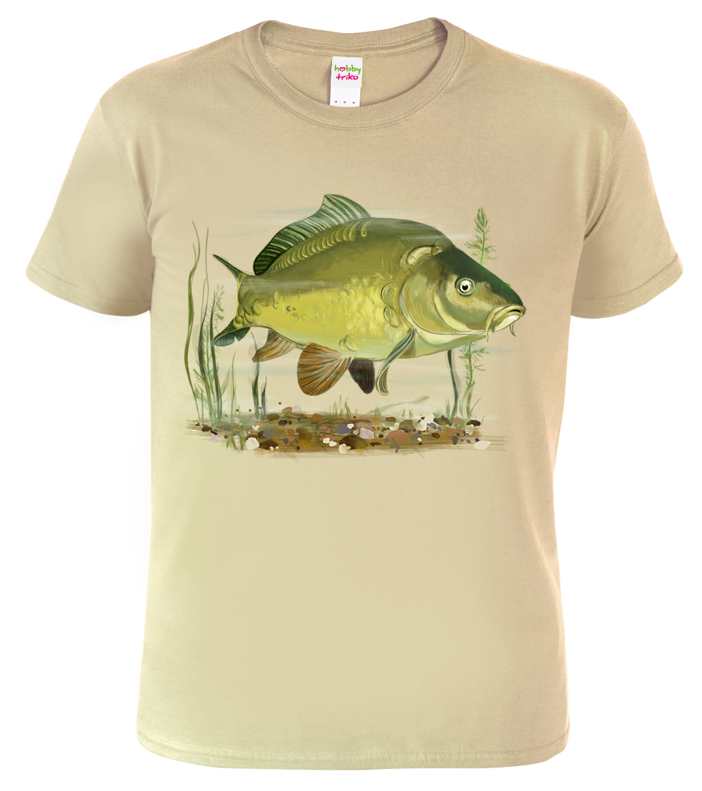 Pánské rybářské tričko - Kapr obecný Barva: Béžová (51), Velikost: XL