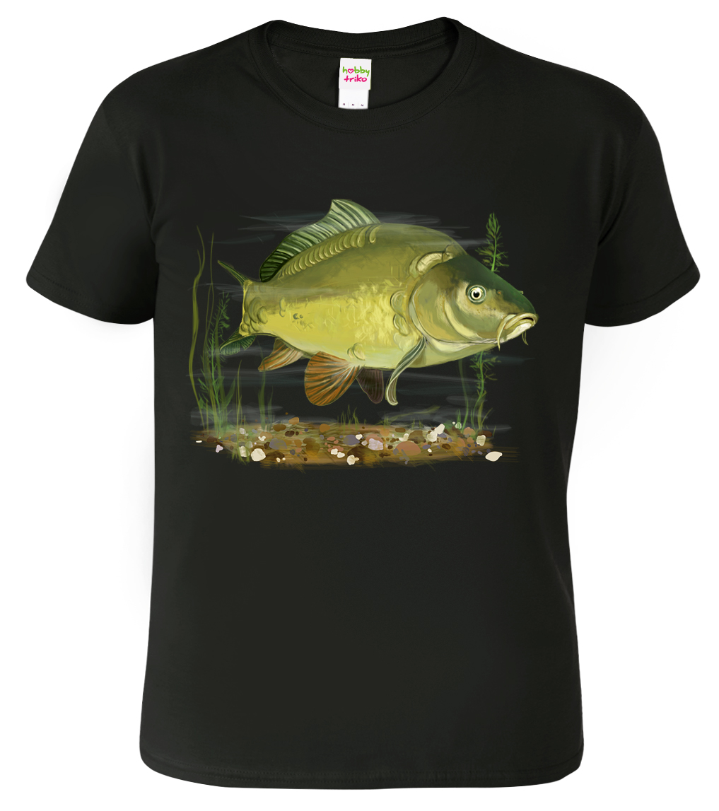 Pánské rybářské tričko - Kapr obecný Barva: Černá (01), Velikost: L