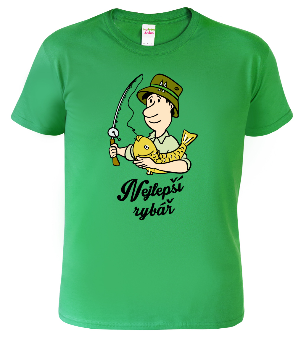Pánské rybářské tričko - Nejlepší rybář Barva: Středně zelená (16), Velikost: M