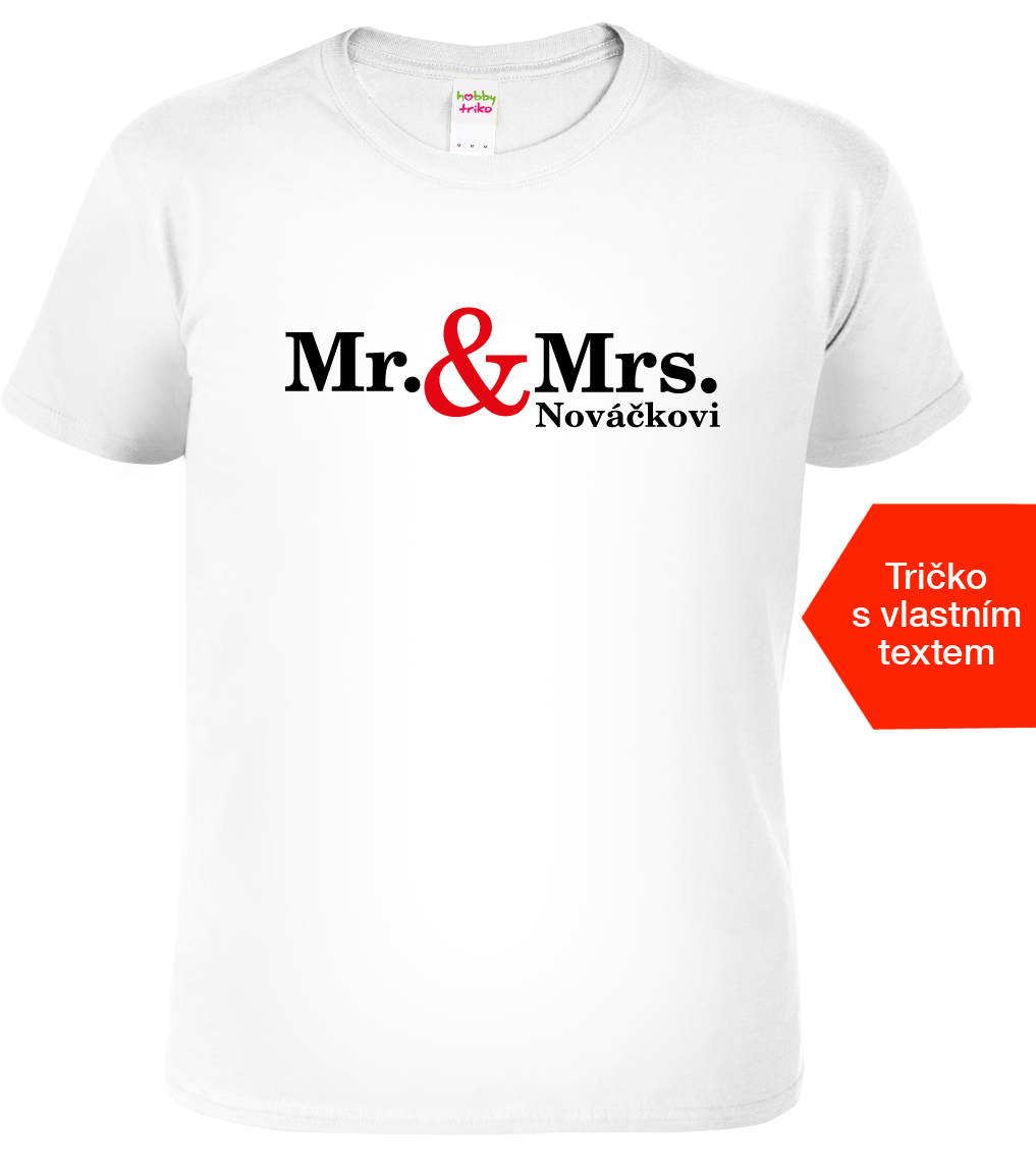 Svatební tričko pro ženicha - Mr.&Mrs. Barva: Bílá, Velikost: S