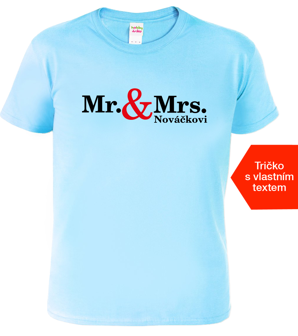 Svatební tričko pro ženicha - Mr.&Mrs. Barva: Nebesky modrá (15), Velikost: S
