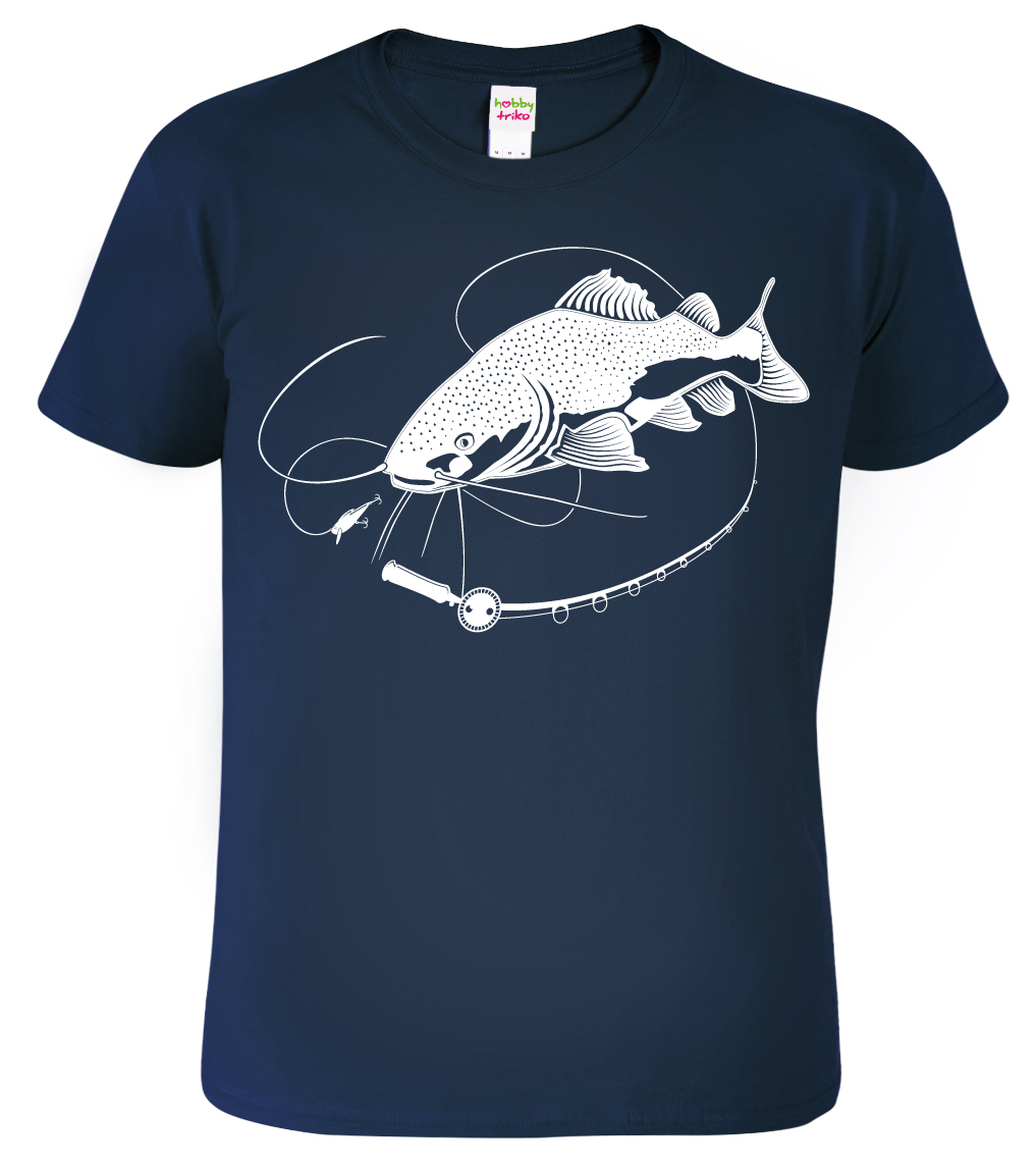 Pánské rybářské tričko - Sumec velký Barva: Námořní modrá (02), Velikost: L