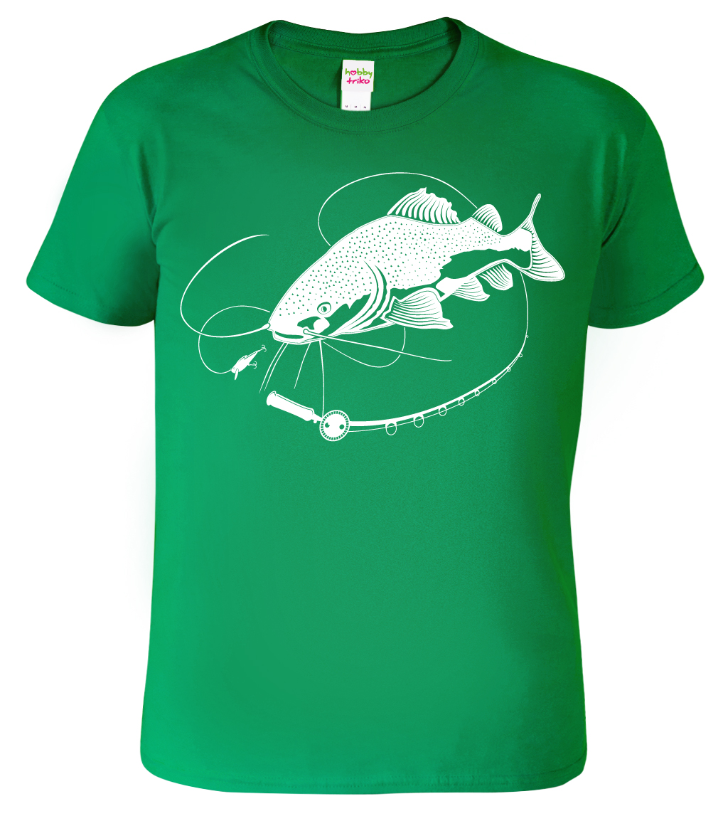 Pánské rybářské tričko - Sumec velký Barva: Středně zelená (16), Velikost: M