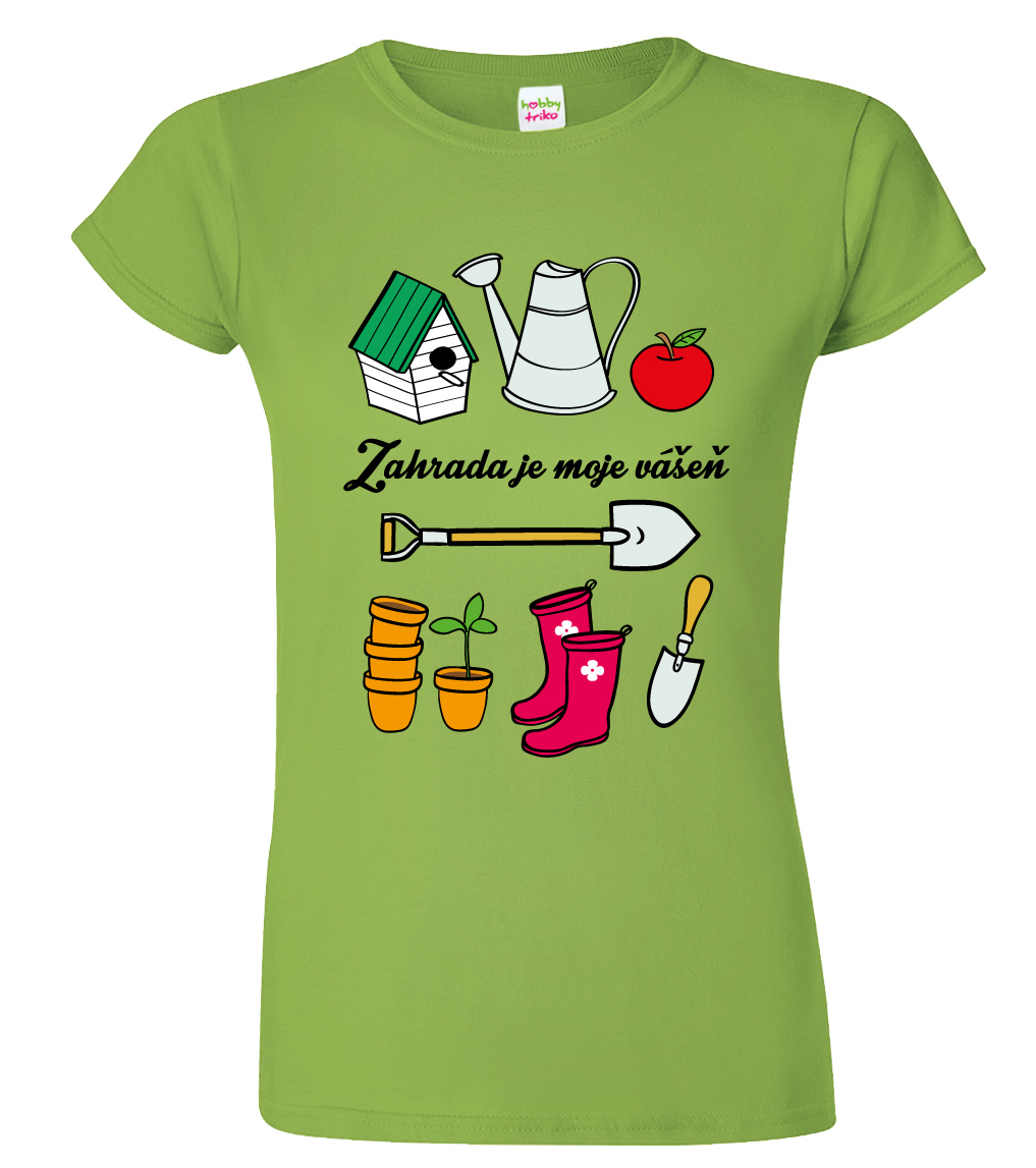 Dámské tričko pro zahrádkáře - Zahradní nářadí Barva: Apple Green (92), Velikost: M