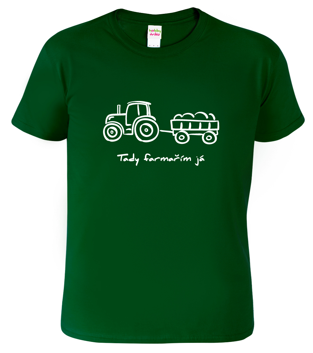 Pánské tričko pro zemědělce - Traktor Barva: Lahvově zelená (06), Velikost: XL