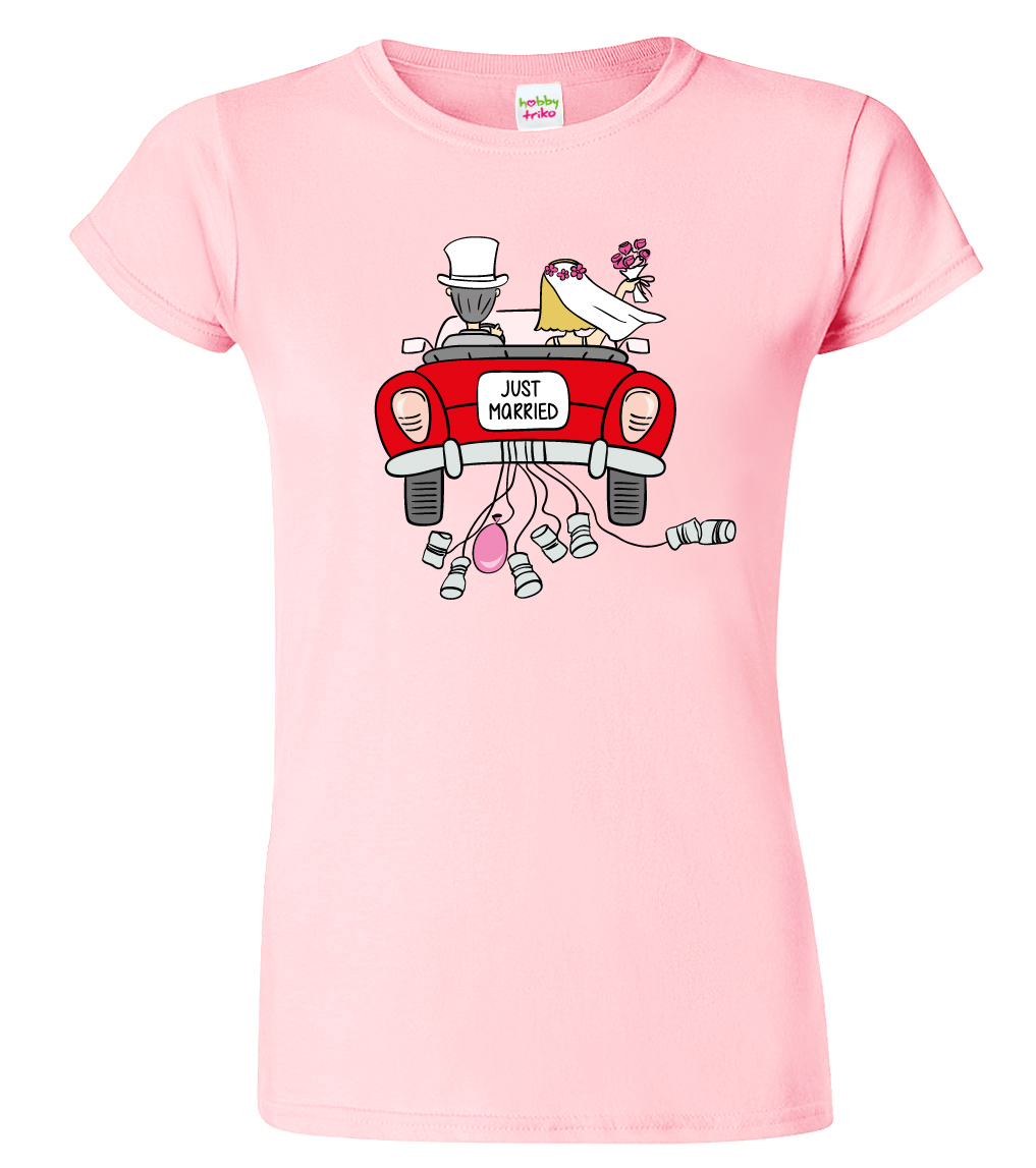 Svatební tričko pro nevěstu - Kabriolet Barva: Růžová (30), Velikost: XL