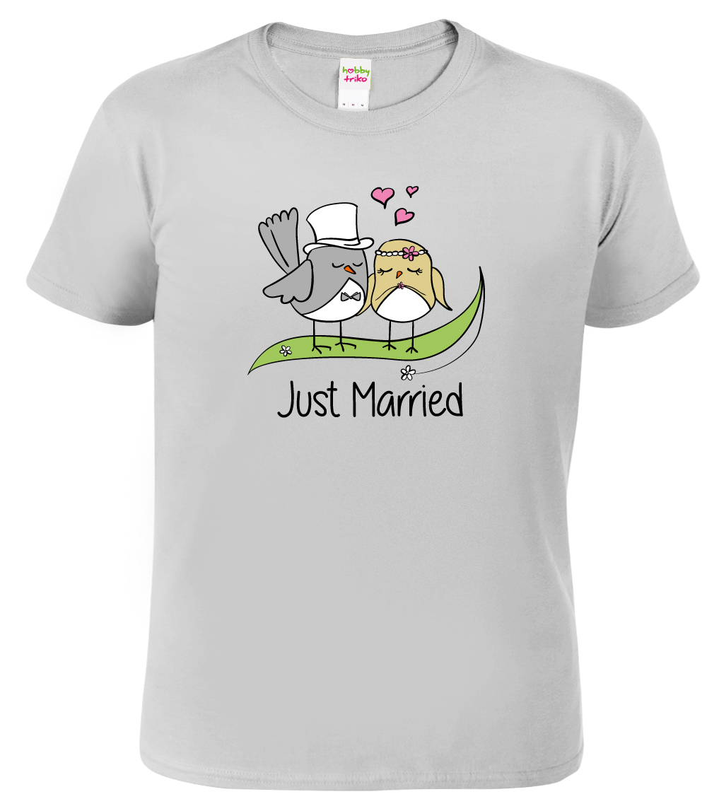 Svatební tričko pro ženicha - Just Married Barva: Šedá - žíhaná (Sport Grey), Velikost: L