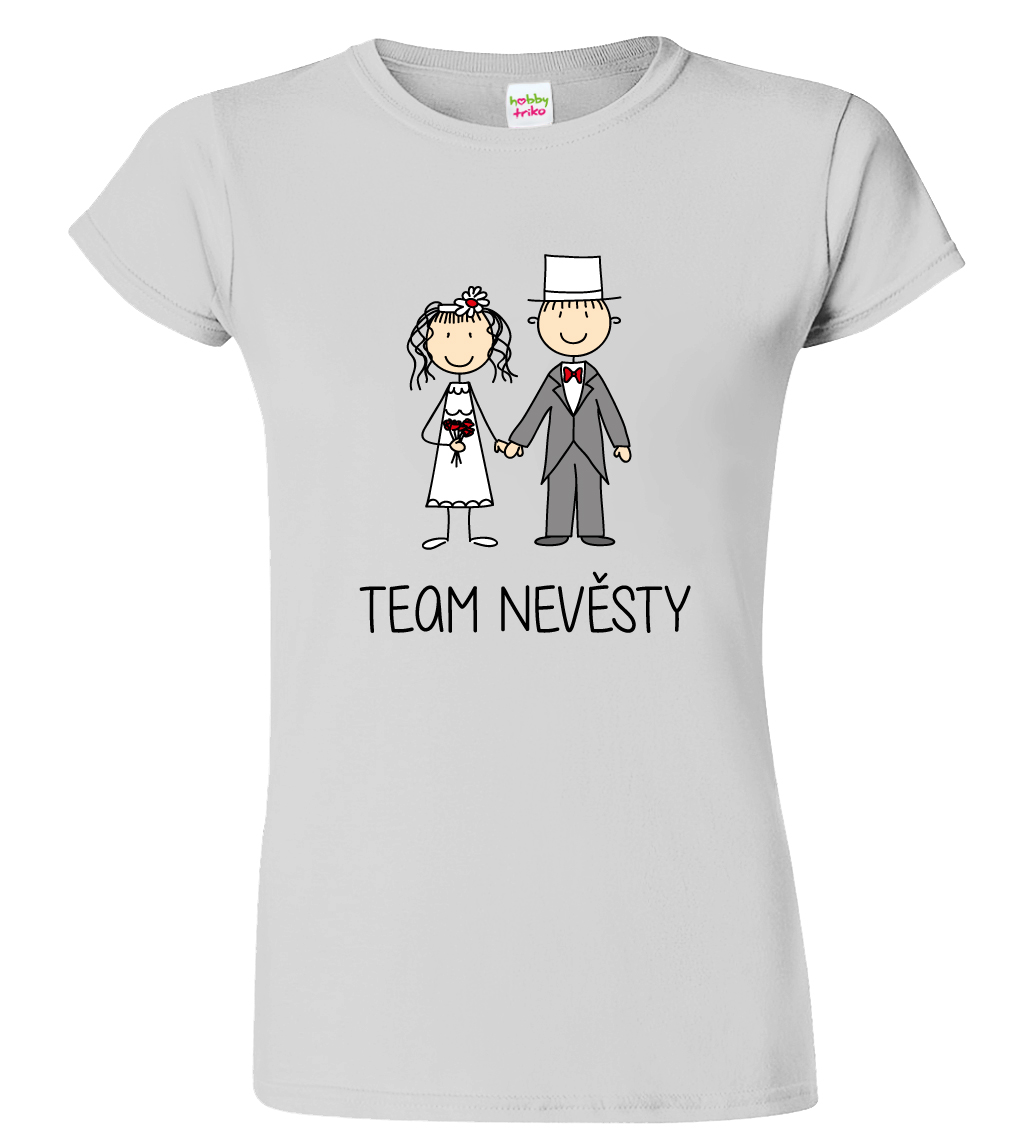 Dámské svatební tričko - Team nevěsty (figurka) Barva: Šedá - žíhaná (Sport Grey), Velikost: L