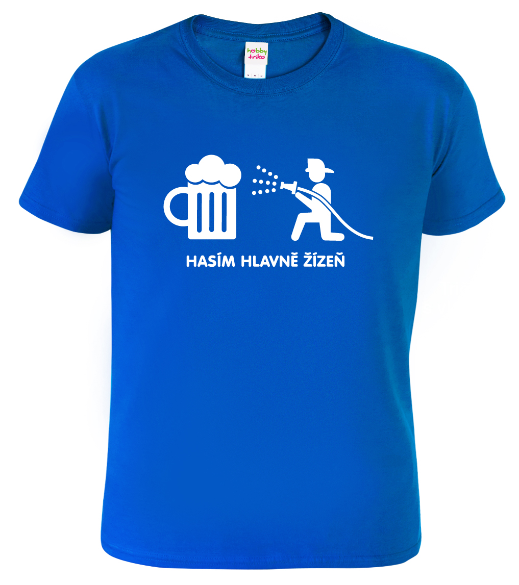 Pánské hasičské tričko - Hasím hlavně žízeň Barva: Královská modrá (05), Velikost: XL