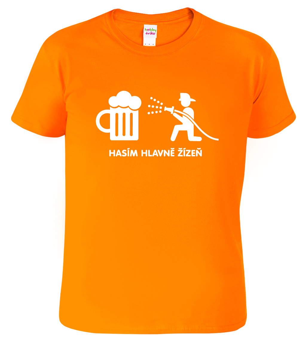 Pánské hasičské tričko - Hasím hlavně žízeň Barva: Oranžová (11), Velikost: XL