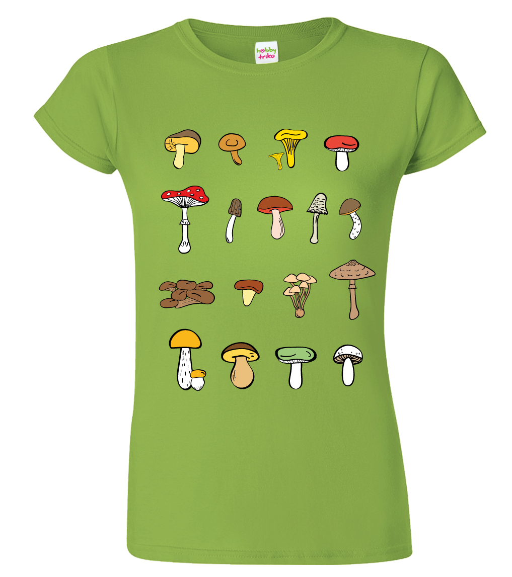 Dámské tričko s houbami - Atlas hub Barva: Apple Green (92), Velikost: L