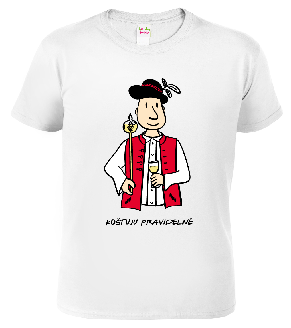 Vtipné tričko - Vinař v moravském kroji s koštýřem Barva: Bílá, Velikost: M