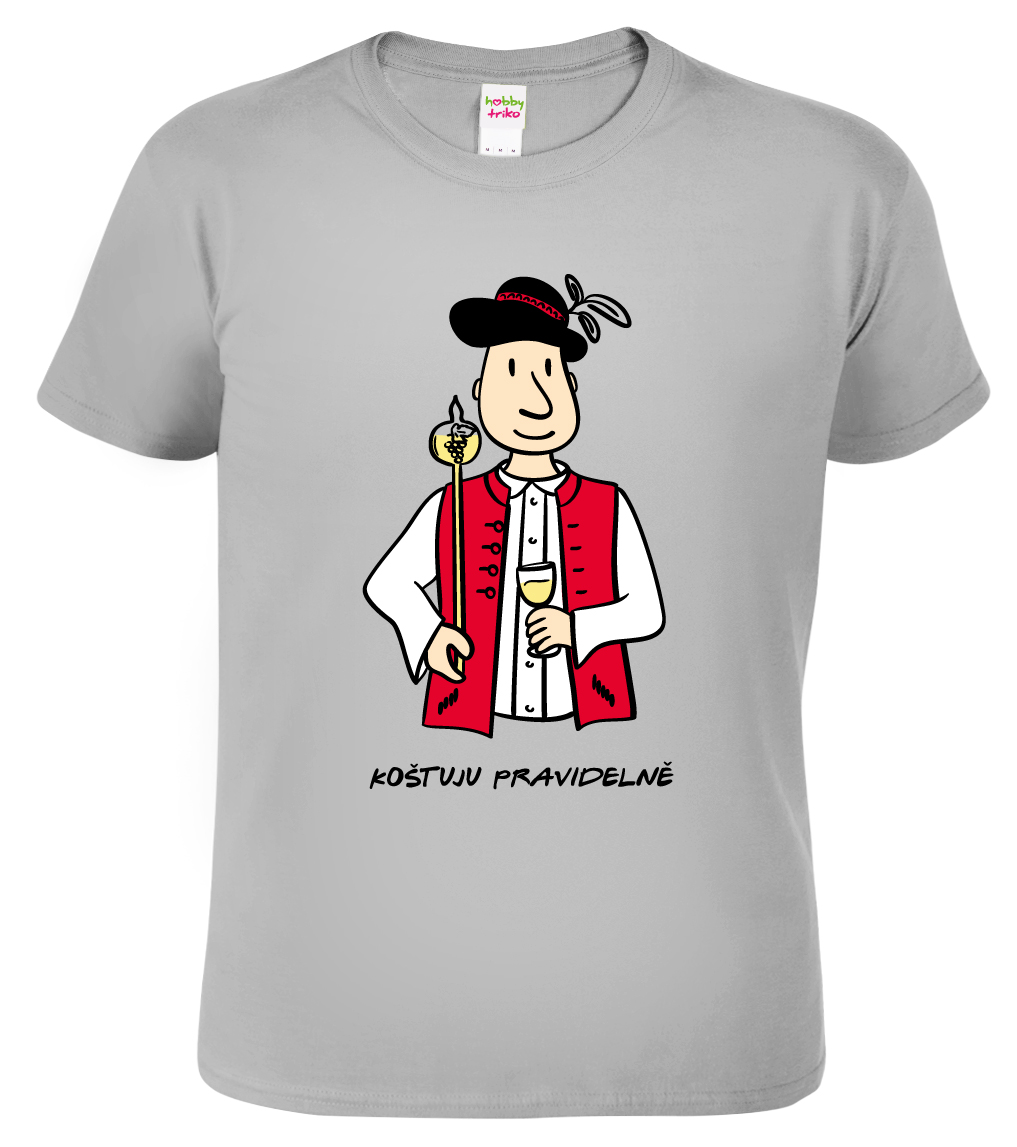 Vtipné tričko - Vinař v moravském kroji s koštýřem Barva: Šedá - žíhaná (Sport Grey), Velikost: XL