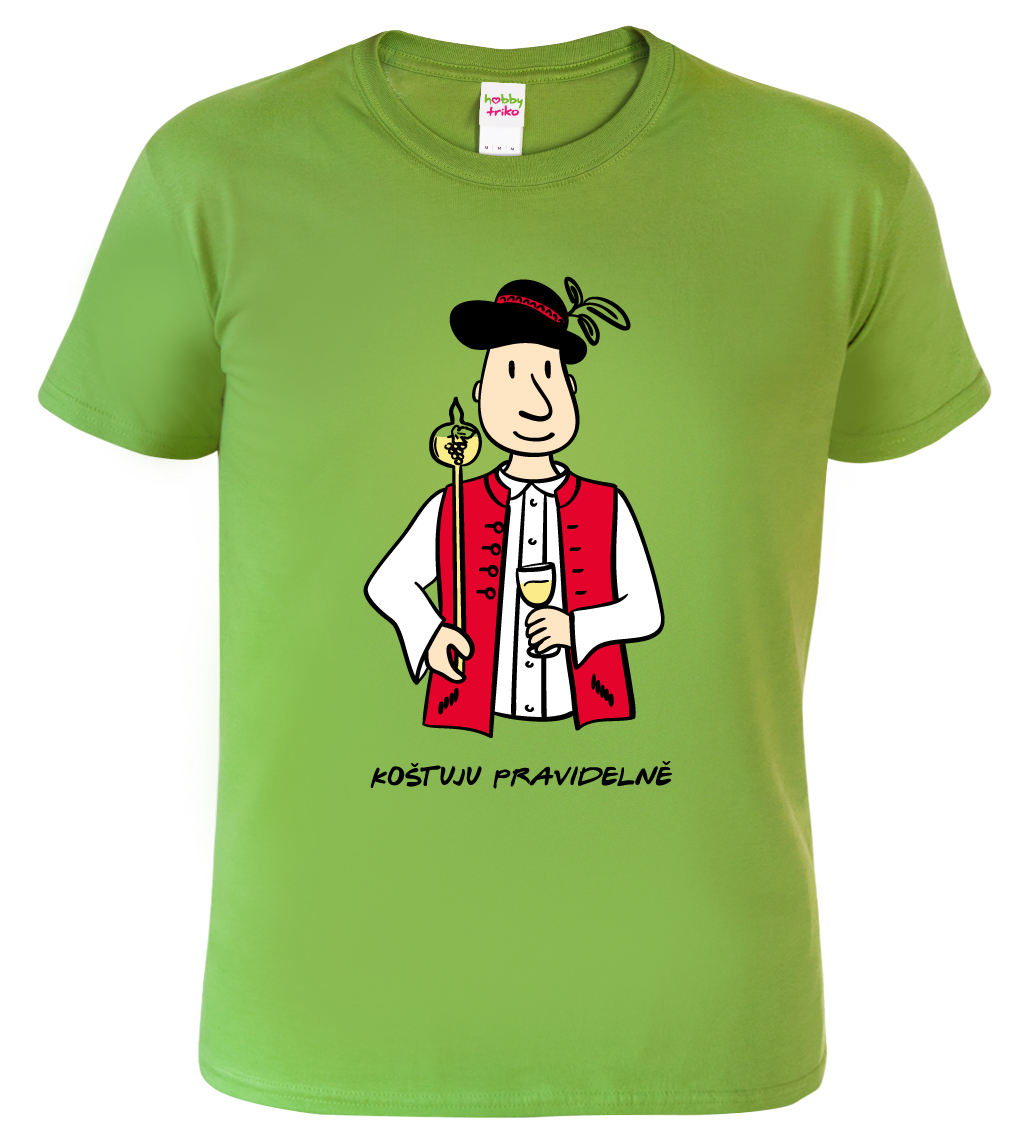 Vtipné tričko - Vinař v moravském kroji s koštýřem Barva: Apple Green (92), Velikost: M