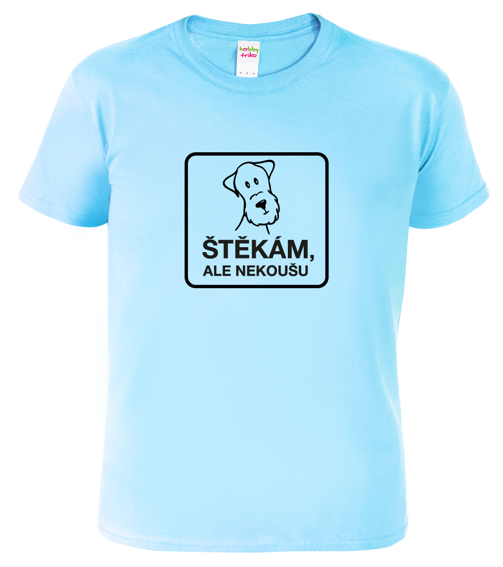 Vtipné tričko - Štěkám, ale nekoušu Barva: Nebesky modrá (15), Velikost: M