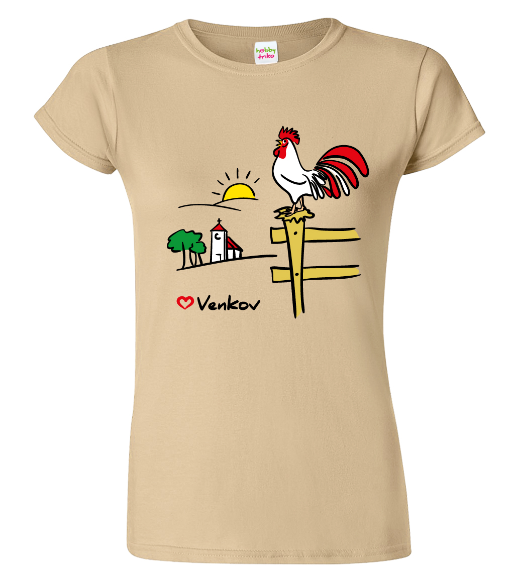 Dámské tričko pro chalupáře - Kohout Barva: Béžová (51), Velikost: M