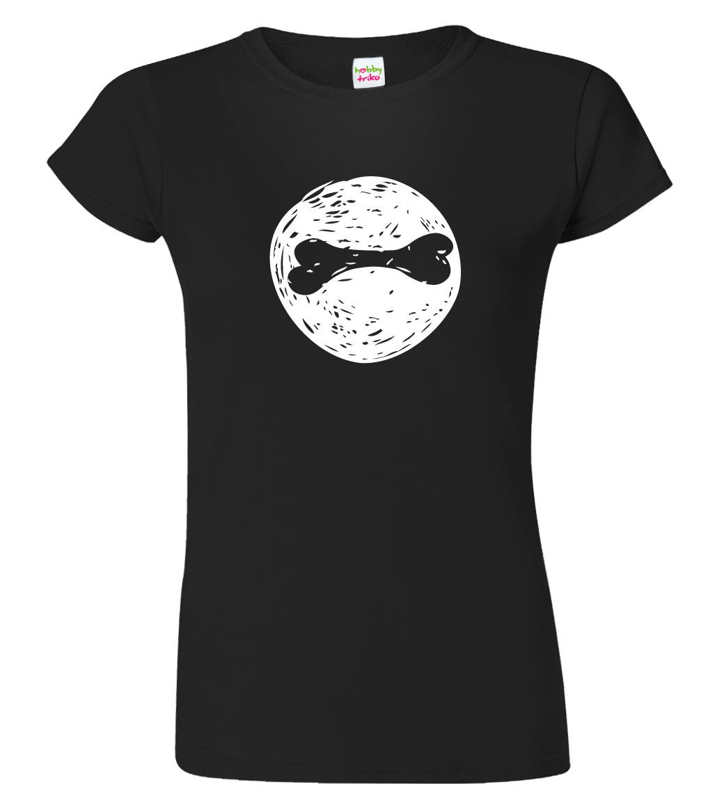 Dámské tričko s psím motivem - Psí kost Barva: Černá (01), Velikost: L