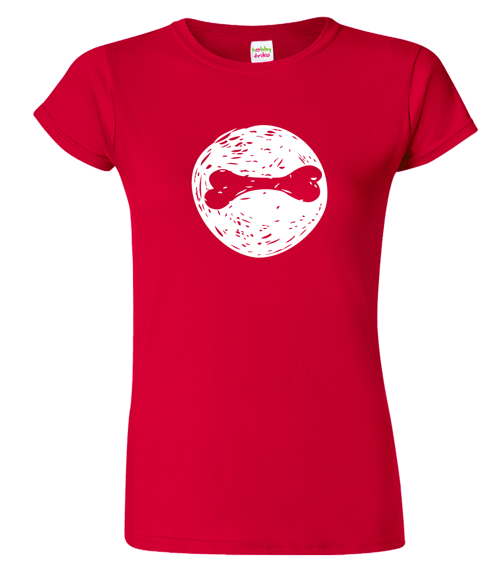 Dámské tričko s psím motivem - Psí kost Barva: Červená (07), Velikost: L