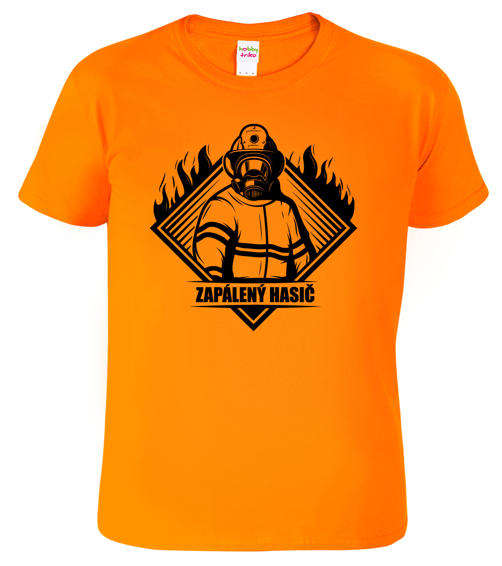 Pánské hasičské tričko - Zapálený hasič Barva: Oranžová (11), Velikost: XL