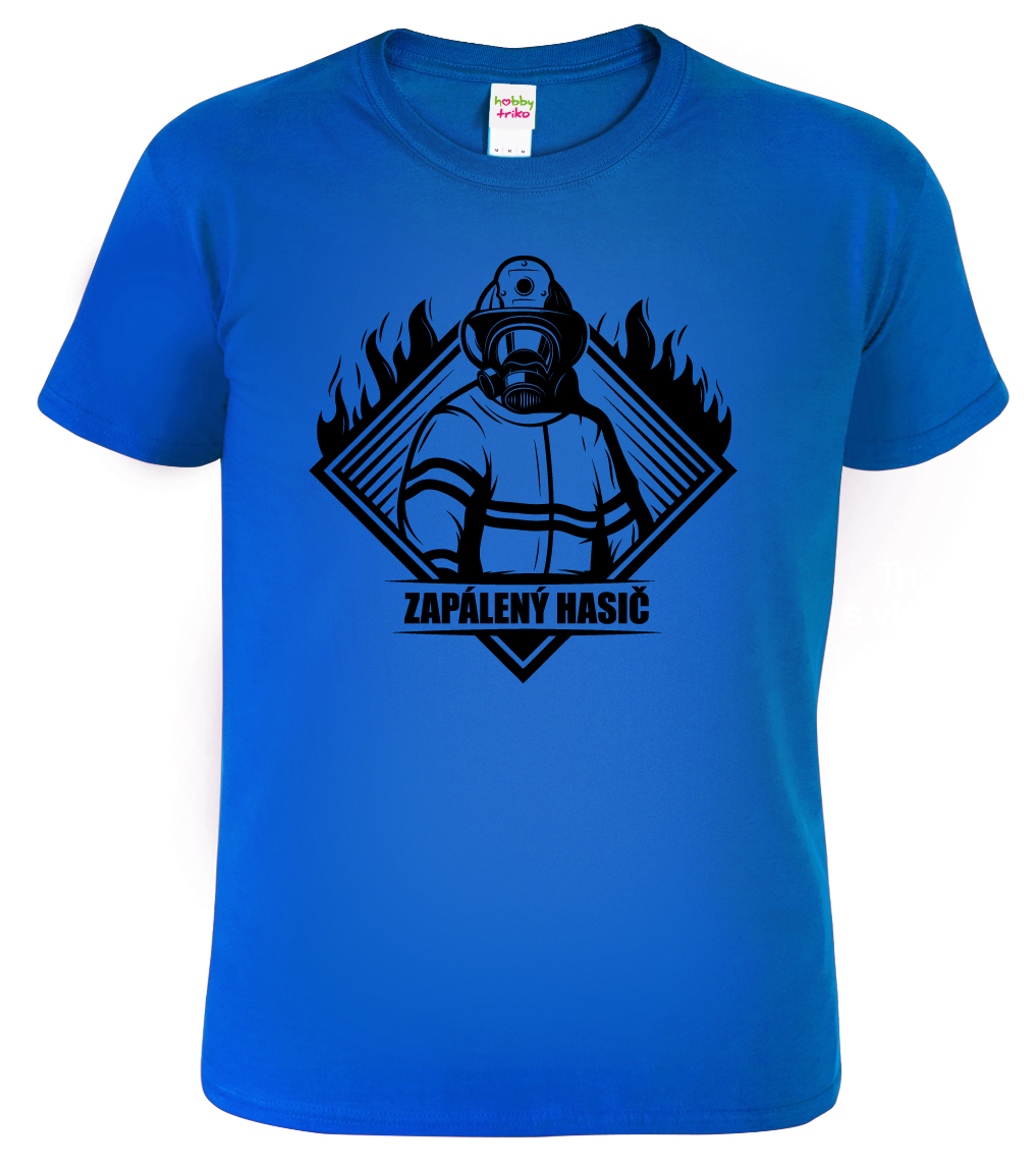 Pánské hasičské tričko - Zapálený hasič Barva: Královská modrá (05), Velikost: L