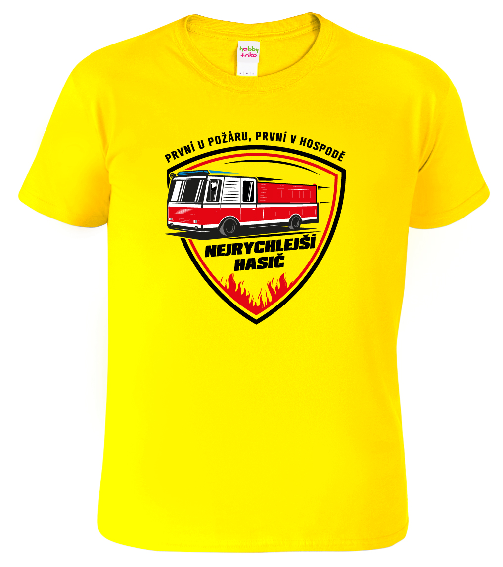 Pánské hasičské tričko - Nejrychlejší hasič Barva: Žlutá (04), Velikost: S