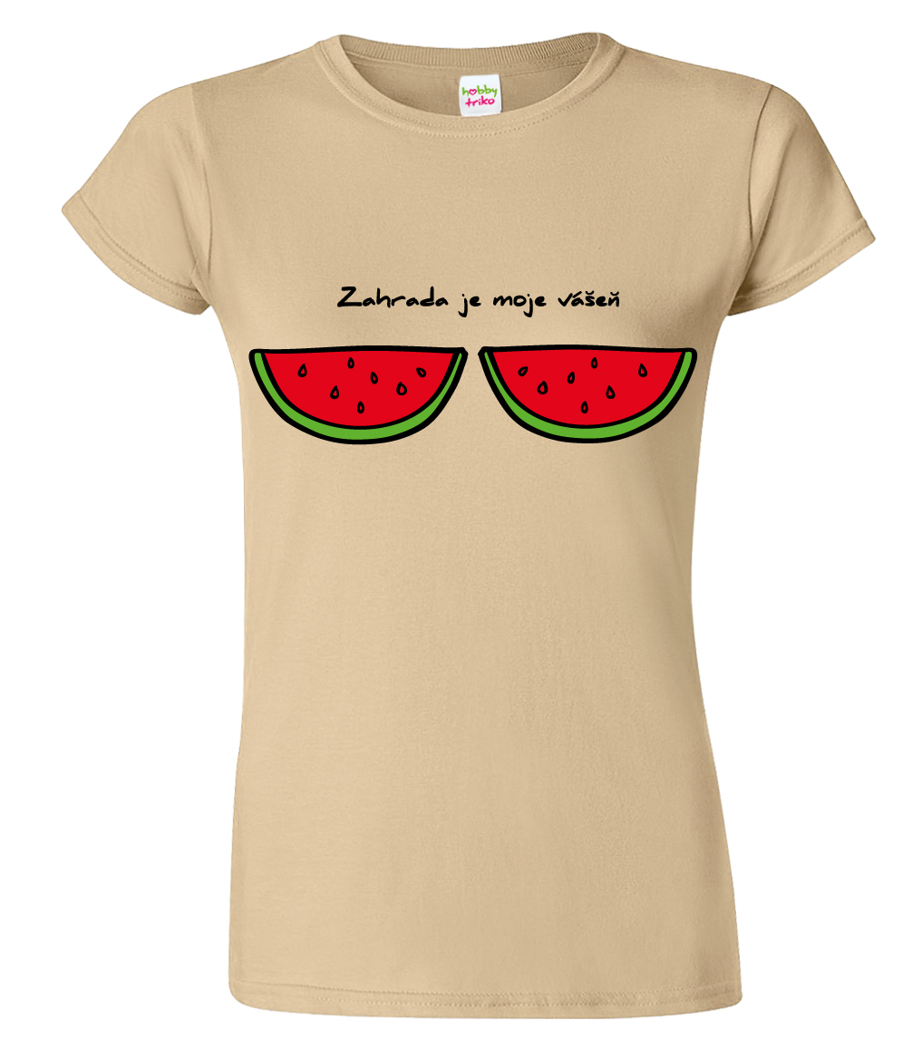 Dámské tričko pro zahrádkáře - Melouny Barva: Béžová (51), Velikost: XL