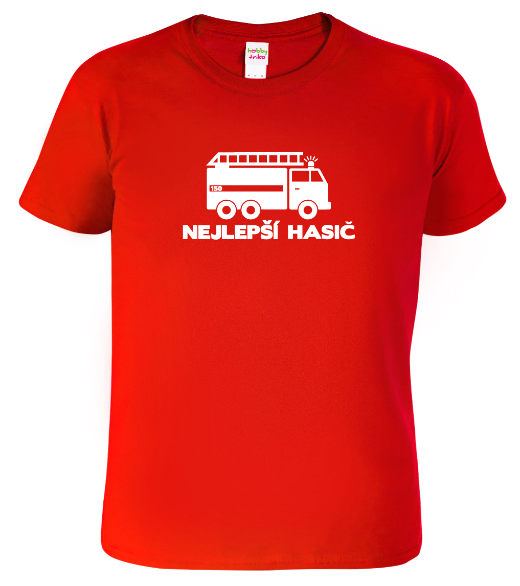 Pánské hasičské tričko - Hasičský vůz Barva: Červená (07), Velikost: XL