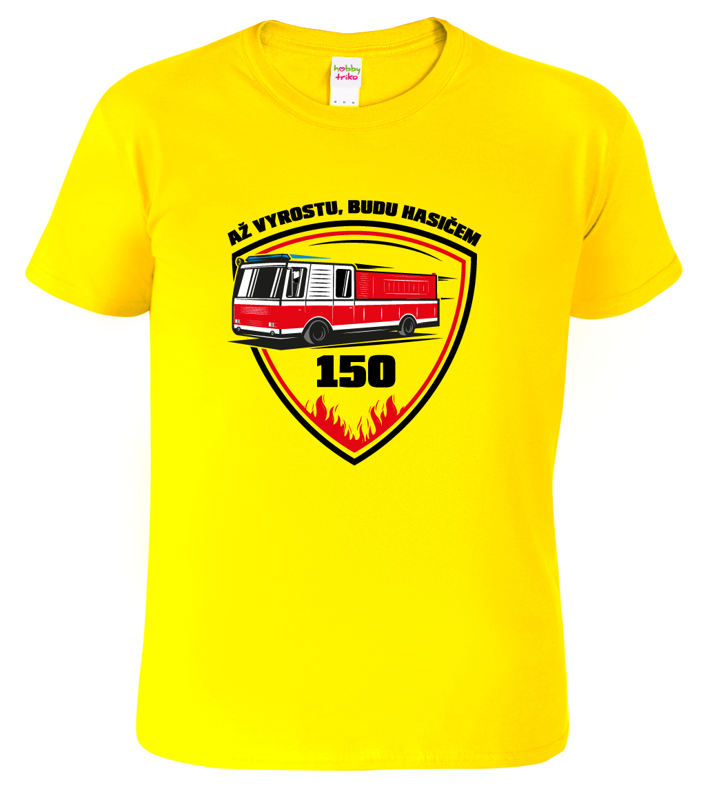 Dětské chlapecké hasičské tričko - Až vyrostu, budu hasičem Barva: Žlutá (04), Velikost: 10 let / 146 cm